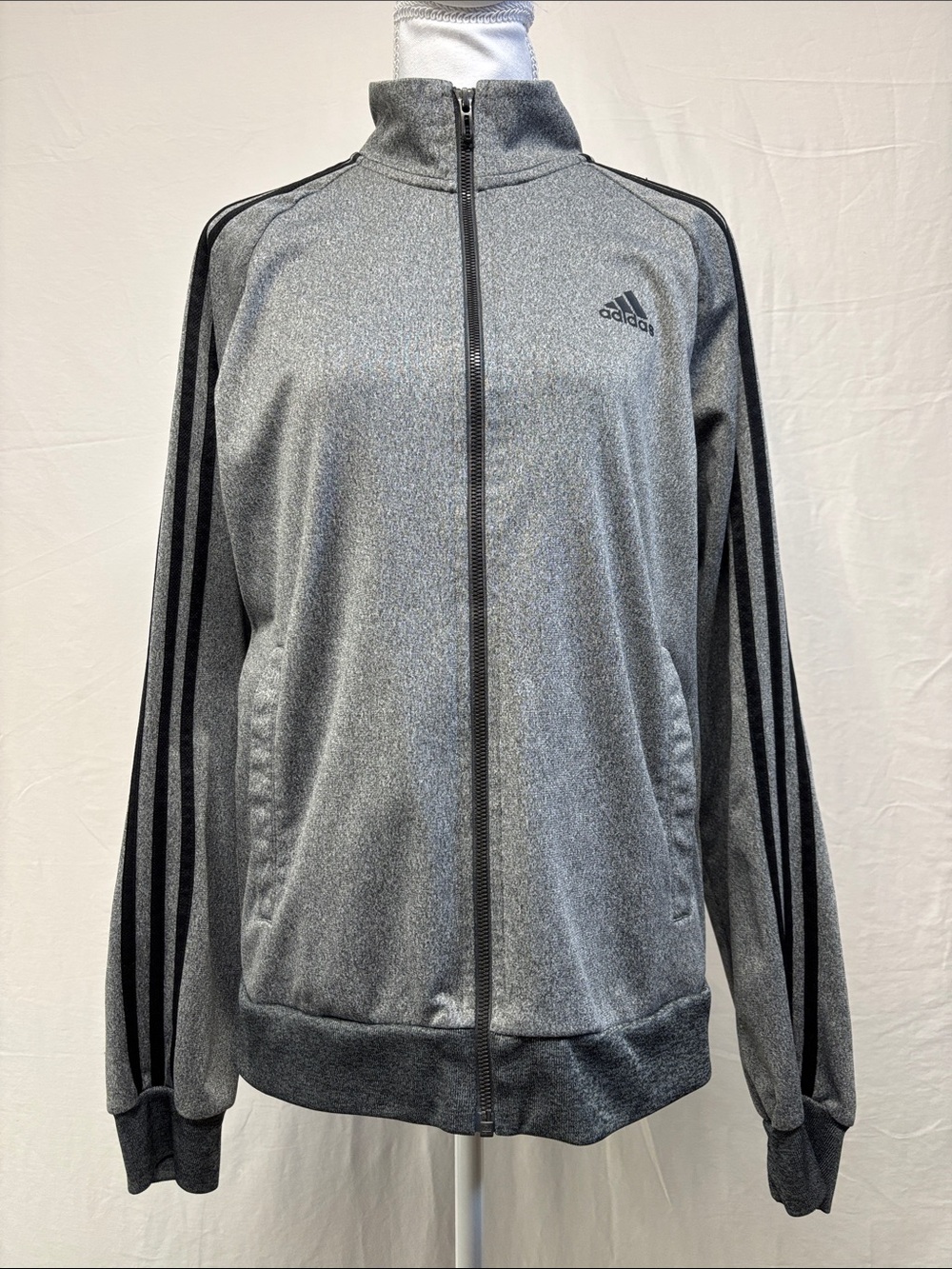 adidas Grey & Black Women’s Full-Zip Varsity Jacket